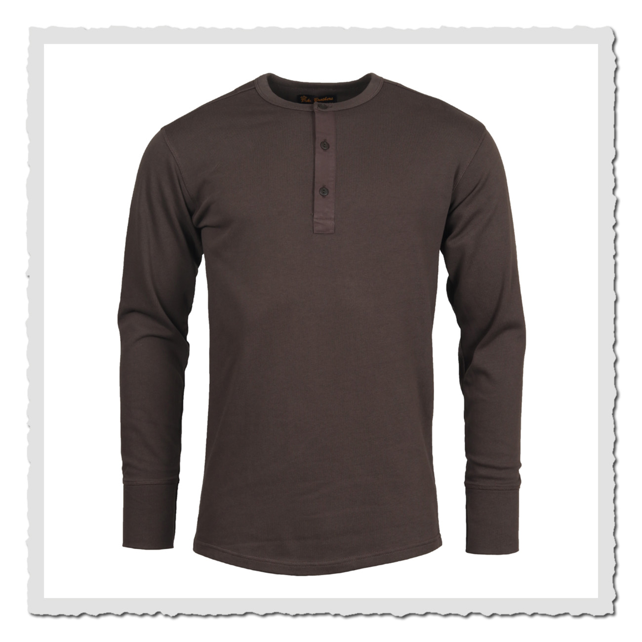 Pike Brothers 1954 Utility Shirt Long Sleeve Coffee – klassisches Henley-Shirt in Braun